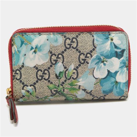 gucci supreme bloom card case|GUCCI GG Supreme Monogram Blooms Zip Around Card Case .